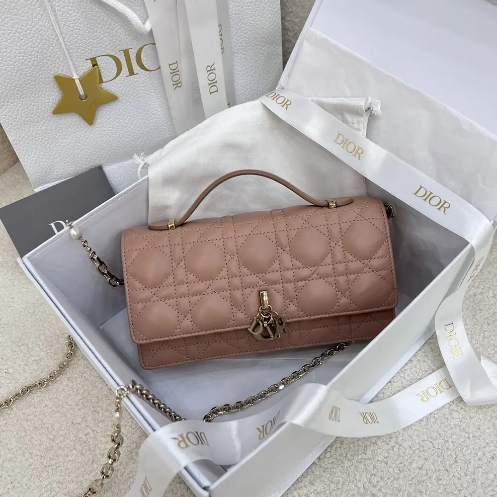 Dior Women My Dior Mini Bag Rose des Vents Cannage Lambskin - image 4