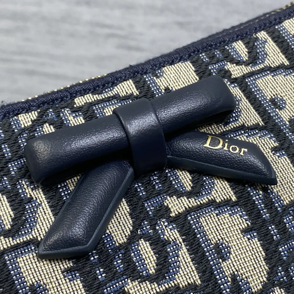 Dior Women Oblique Bow Pouch with Chain Blue Dior Oblique Jacquard - image 9