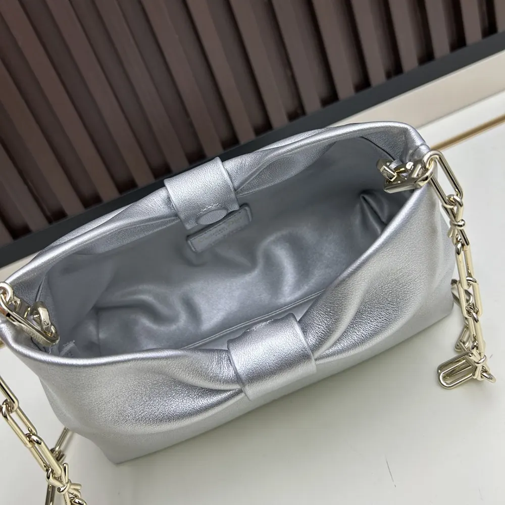 Dior Women Or Small Dior Bow Bag Silver-Tone Laminated Lambskin - image 7