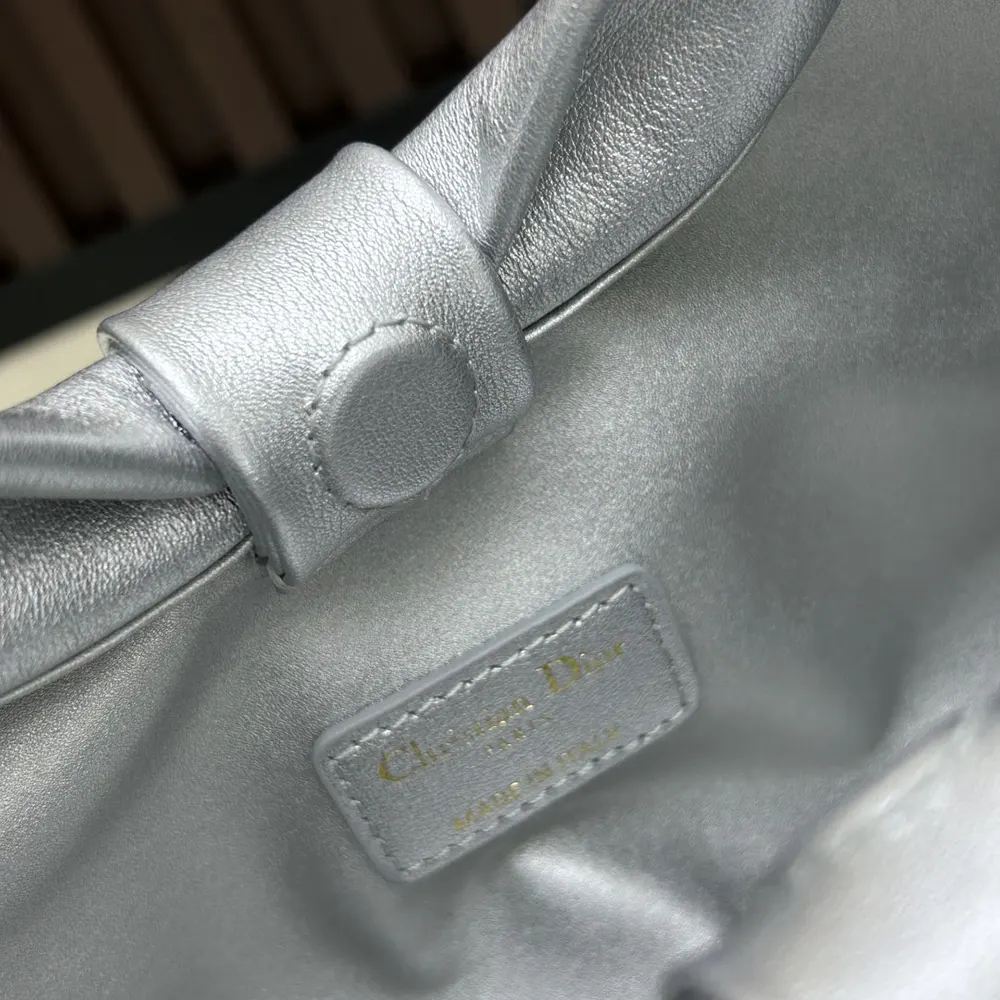 Dior Women Or Small Dior Bow Bag Silver-Tone Laminated Lambskin - image 8