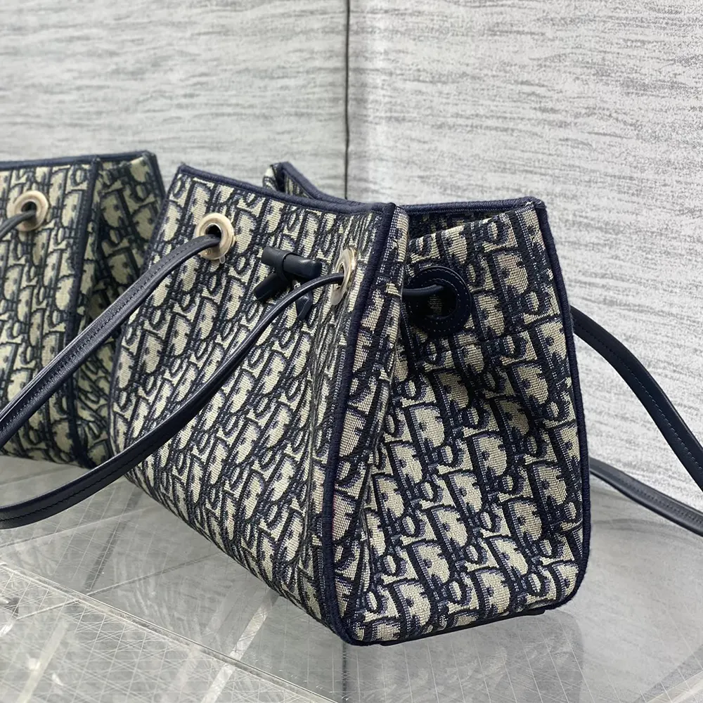 Dior Women Small Shopping Bag Blue Dior Oblique Jacquard - image 4
