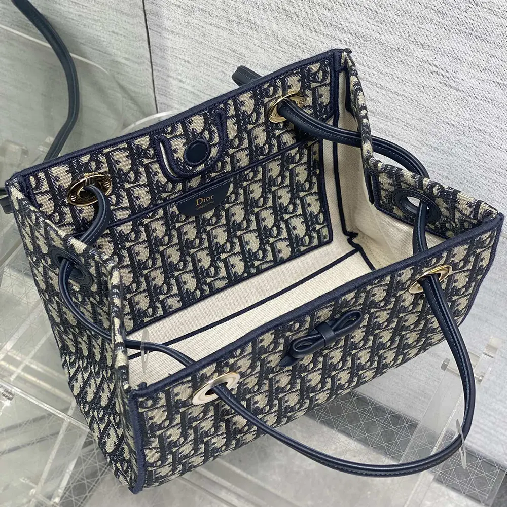 Dior Women Small Shopping Bag Blue Dior Oblique Jacquard - image 5