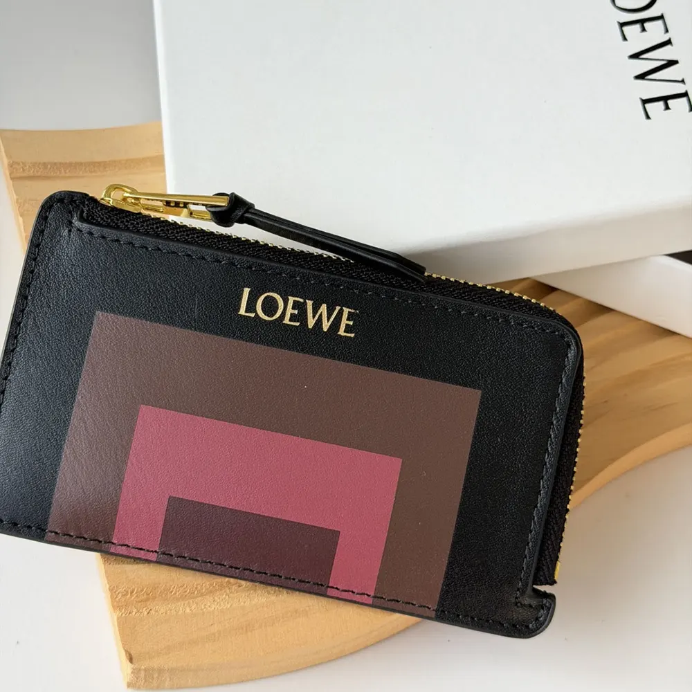 Side angle showing slim profile of Loewe Unisex Coin Cardholder