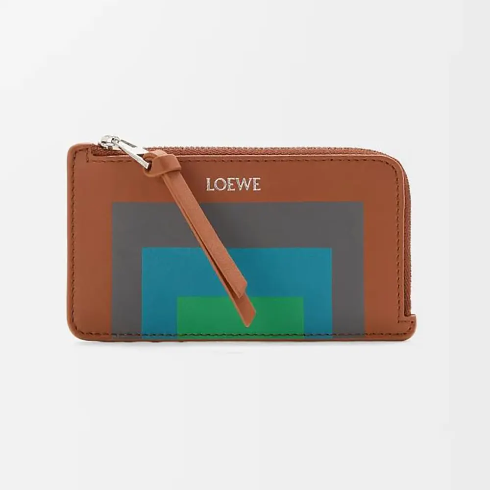 Front view of Loewe Unisex Coin Cardholder in Nappa Calfskin-Brown