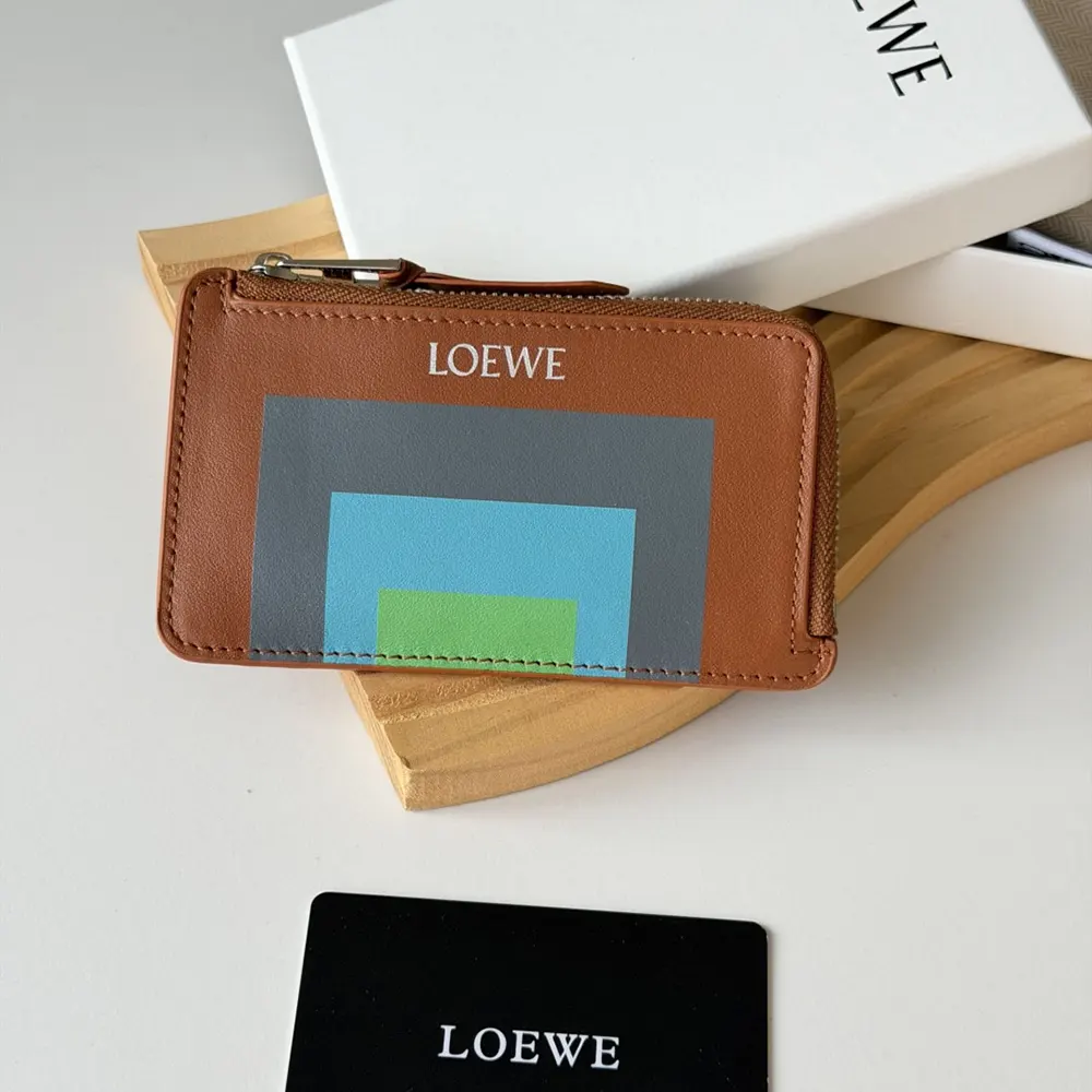 Close-up detail of leather texture on Loewe Unisex Coin Cardholder