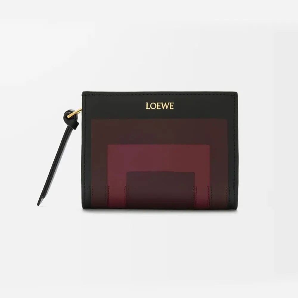 Front view of Loewe Unisex Compact Wallet in Nappa Calfskin-Black
