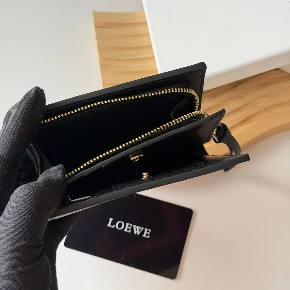 Loewe Unisex Compact Wallet in Nappa Calfskin-Black - image 10