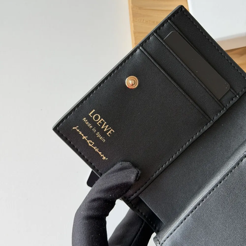 Loewe Unisex Compact Wallet in Nappa Calfskin-Black - image 8