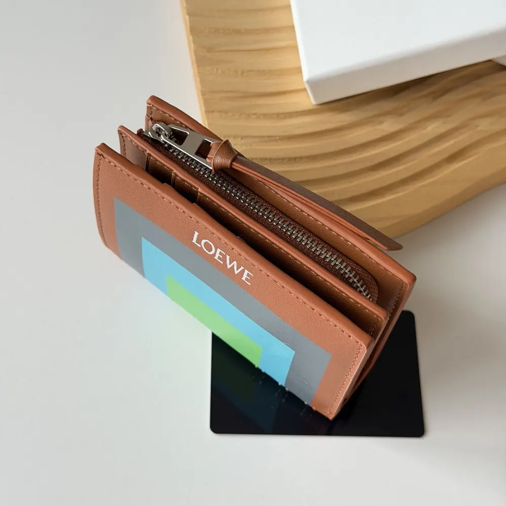 Loewe Unisex Compact Wallet in Nappa Calfskin-Brown - image 7