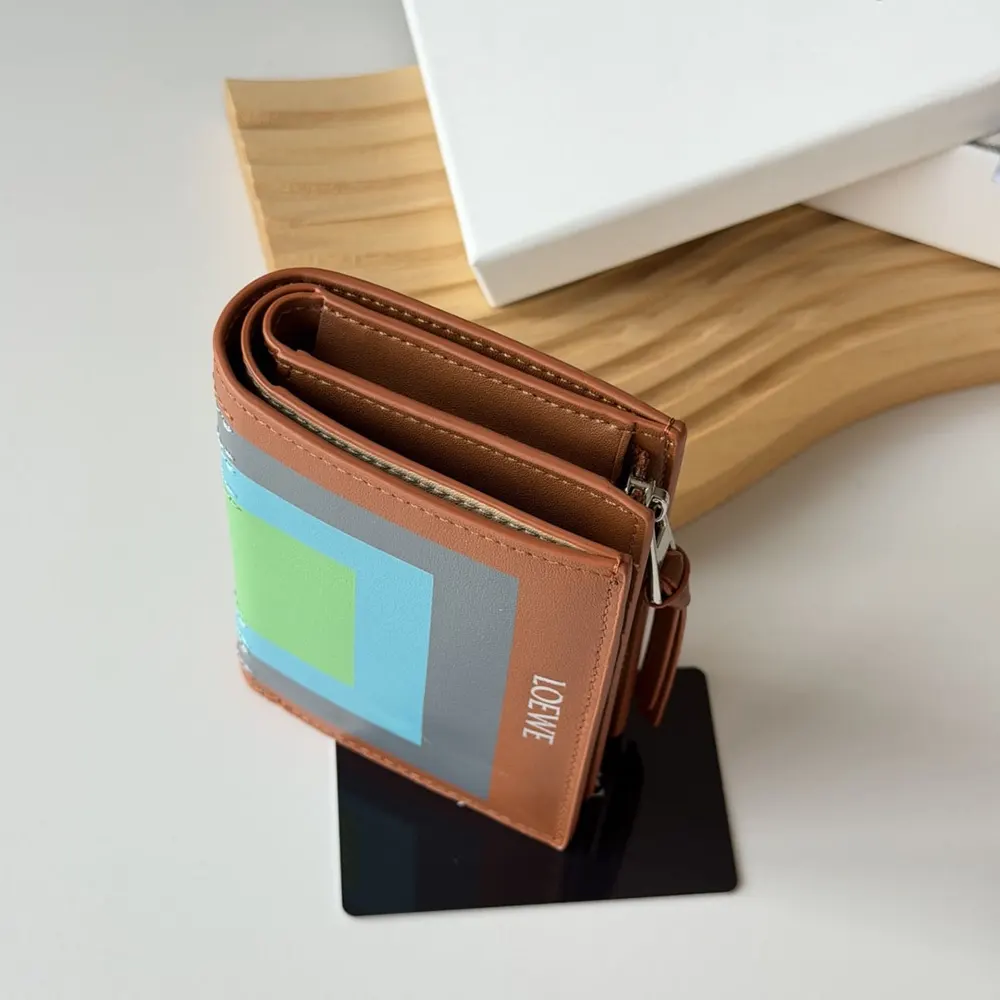 Loewe Unisex Compact Wallet in Nappa Calfskin-Brown - image 8
