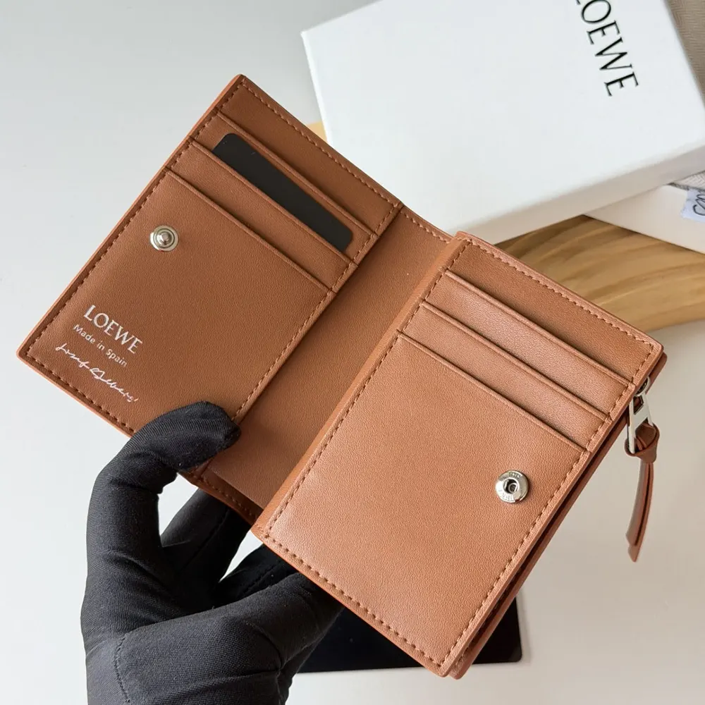 Loewe Unisex Compact Wallet in Nappa Calfskin-Brown - image 5
