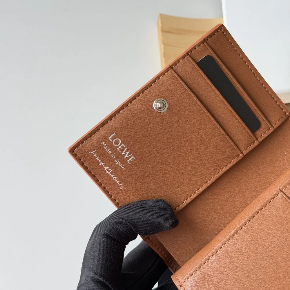 Loewe Unisex Compact Wallet in Nappa Calfskin-Brown - image 6