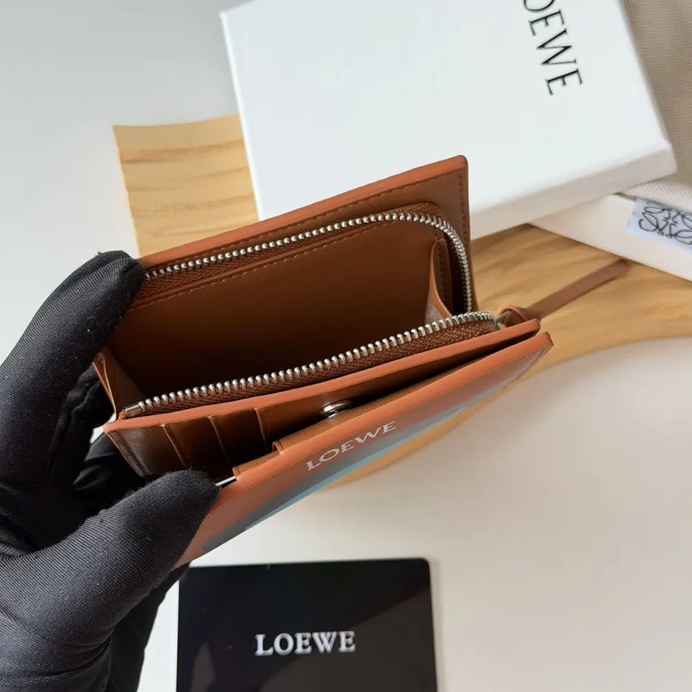 Loewe Unisex Compact Wallet in Nappa Calfskin-Brown - image 9