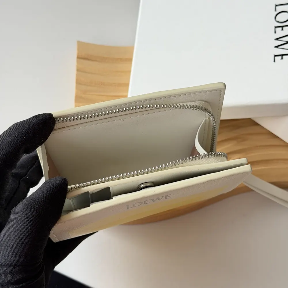 Loewe Unisex Compact Wallet in Nappa Calfskin-White - image 9