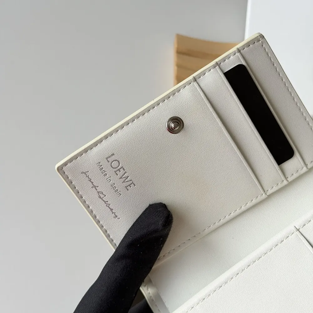 Loewe Unisex Compact Wallet in Nappa Calfskin-White - image 8