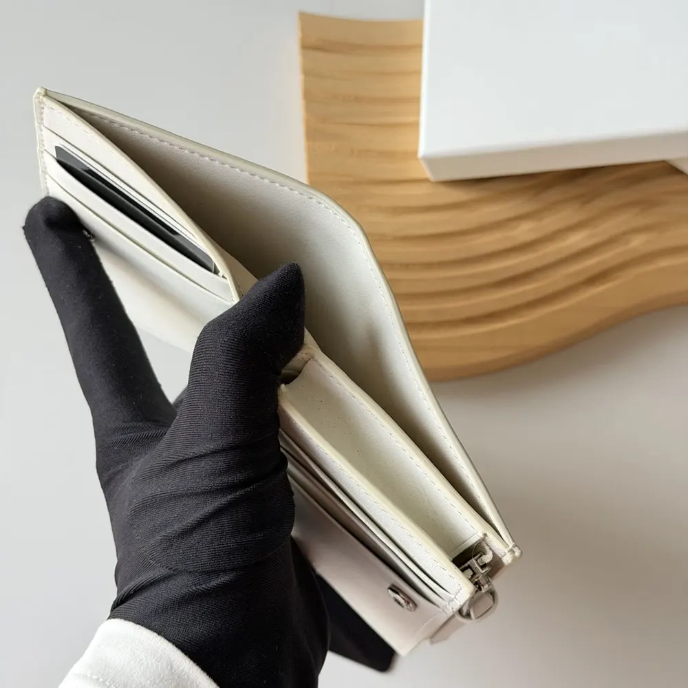 Loewe Unisex Compact Wallet in Nappa Calfskin-White - image 10