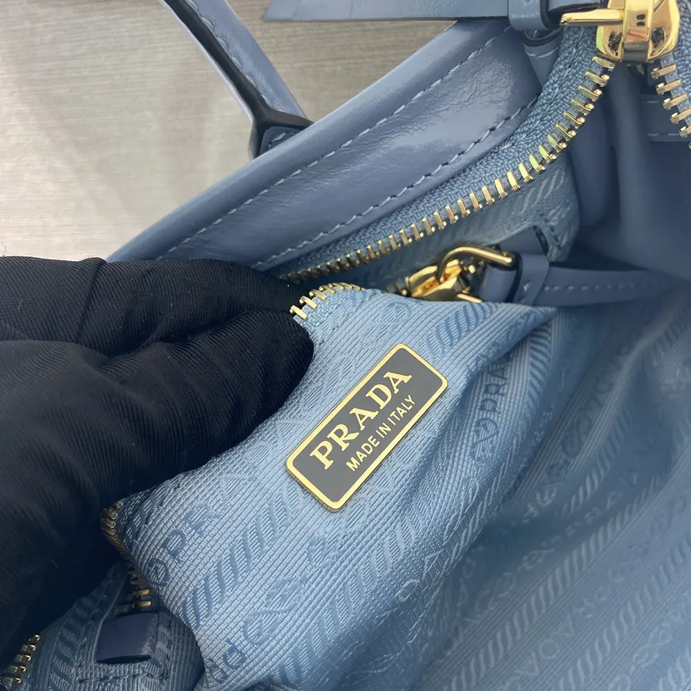 Prada Women Bonnie Leather Mini Handbag-Light Blue - image 10