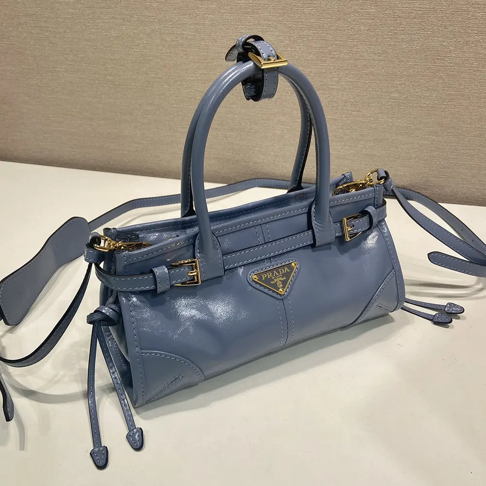 Prada Women Bonnie Leather Mini Handbag-Light Blue - image 4