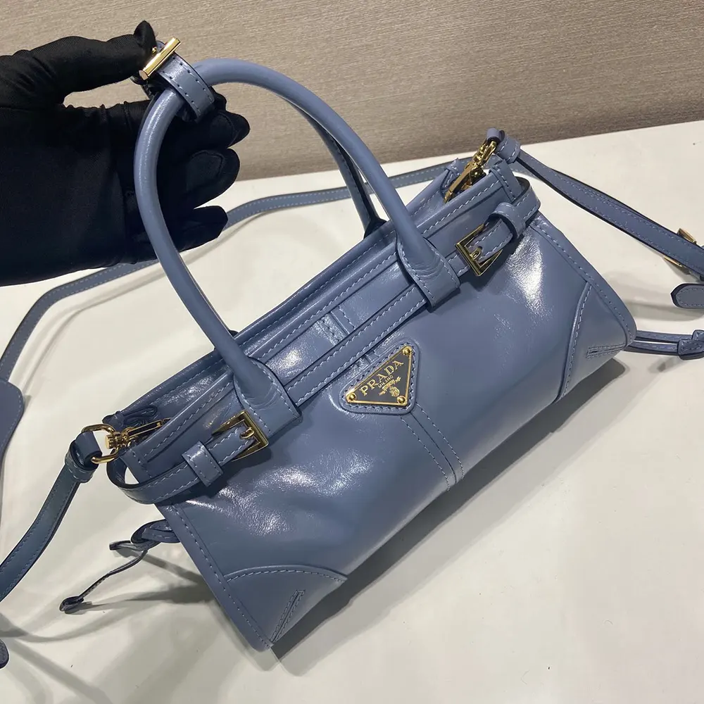 Prada Women Bonnie Leather Mini Handbag-Light Blue - image 5