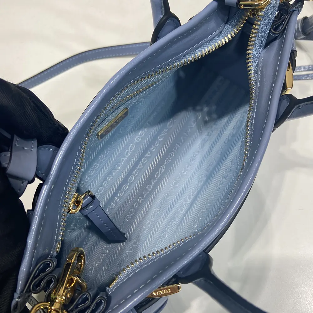 Prada Women Bonnie Leather Mini Handbag-Light Blue - image 9