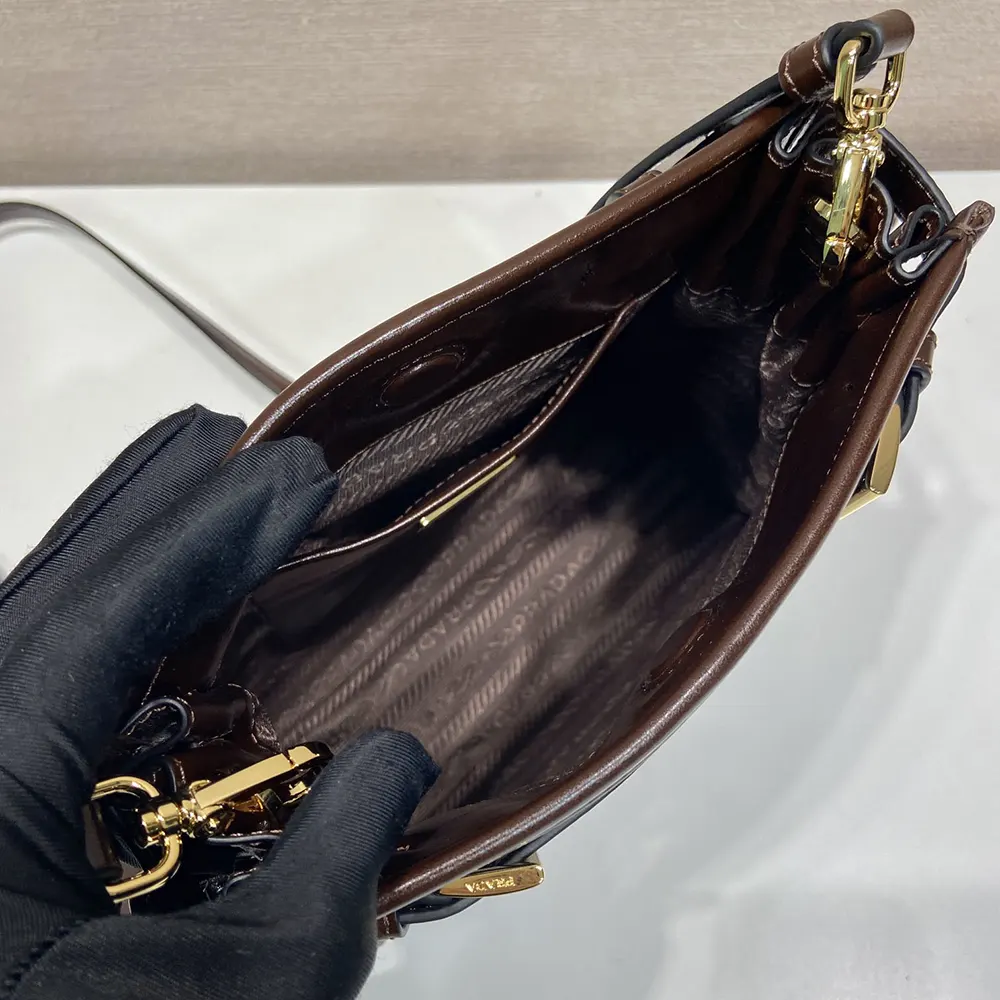 Prada Women Bonnie Leather Mini Shoulder Bag-Dark Brown - image 9