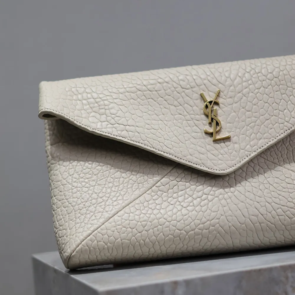Saint Laurent YSL Women Cassandre Large Envelope Pouch In Lambskin White 29cm - image 6