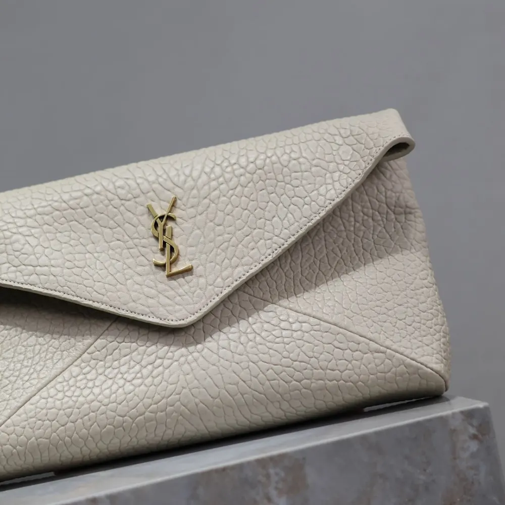 Saint Laurent YSL Women Cassandre Large Envelope Pouch In Lambskin White 29cm - image 7