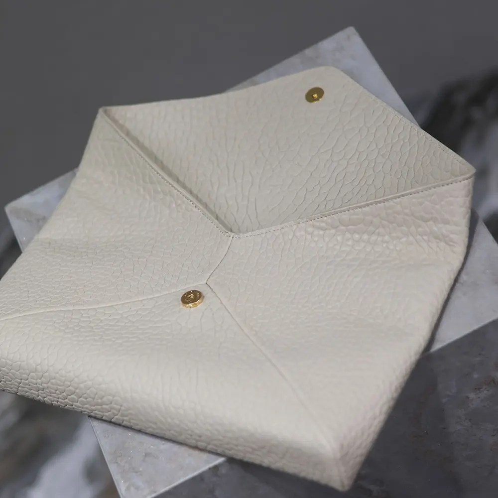 Saint Laurent YSL Women Cassandre Large Envelope Pouch In Lambskin White 29cm - image 9