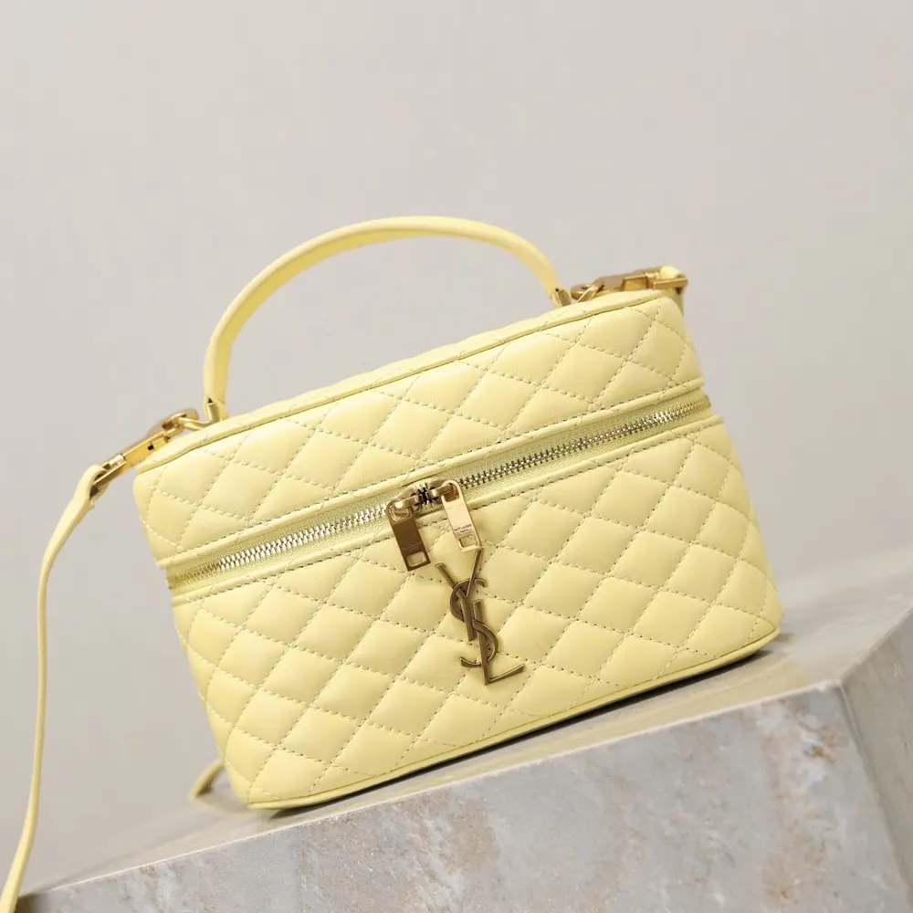 Saint Laurent YSL Women Gaby Vanity Bag In Lambskin-Yellow - image 4