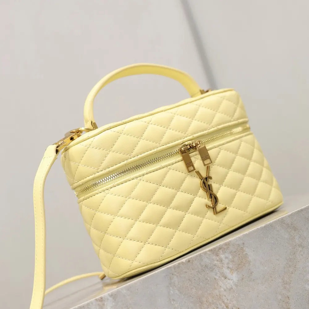 Saint Laurent YSL Women Gaby Vanity Bag In Lambskin-Yellow - image 5