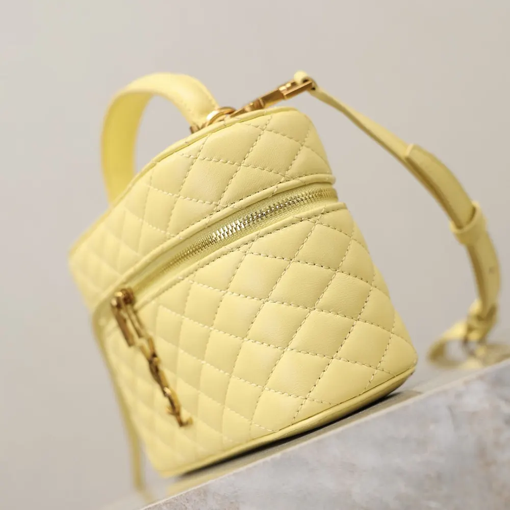 Saint Laurent YSL Women Gaby Vanity Bag In Lambskin-Yellow - image 8