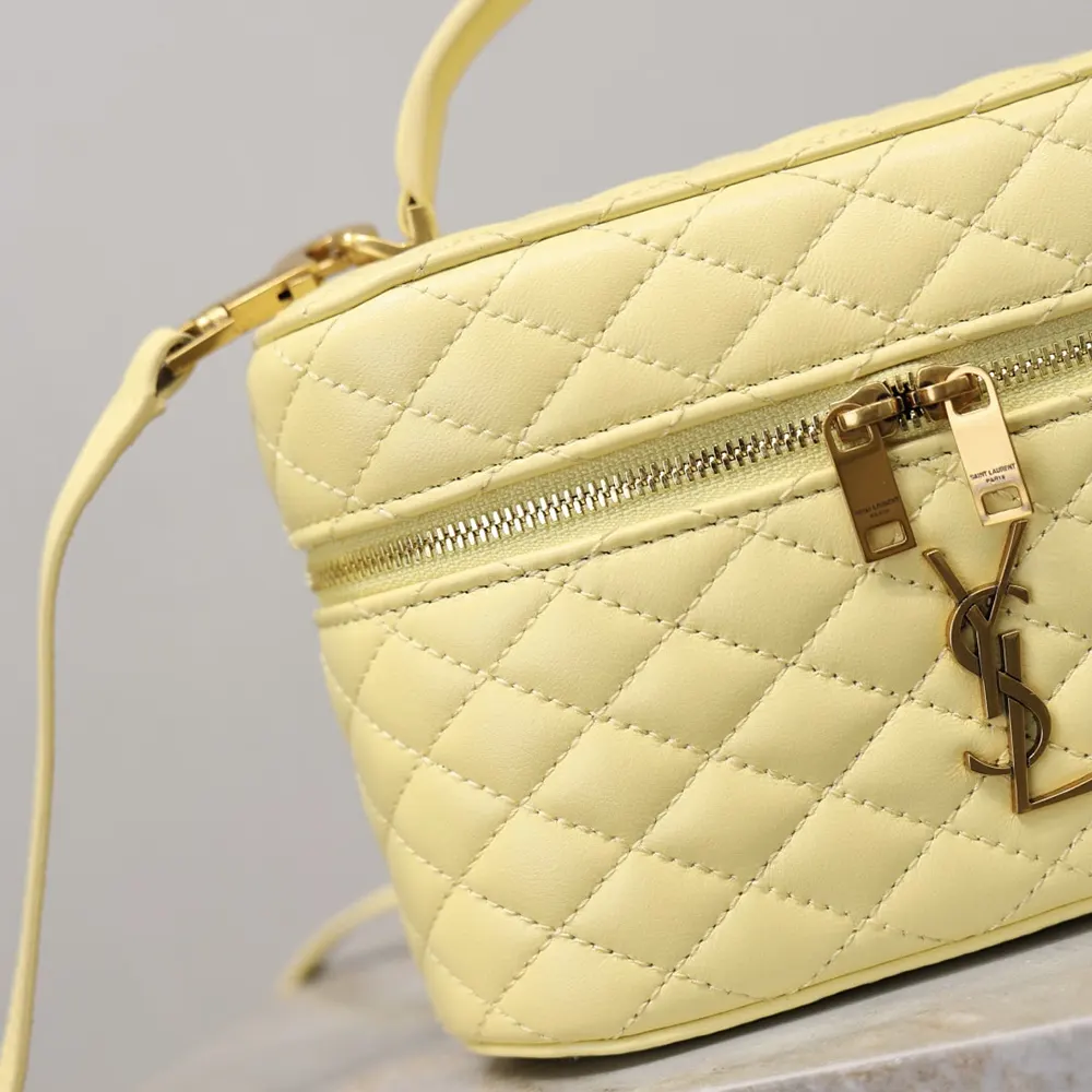 Saint Laurent YSL Women Gaby Vanity Bag In Lambskin-Yellow - image 7