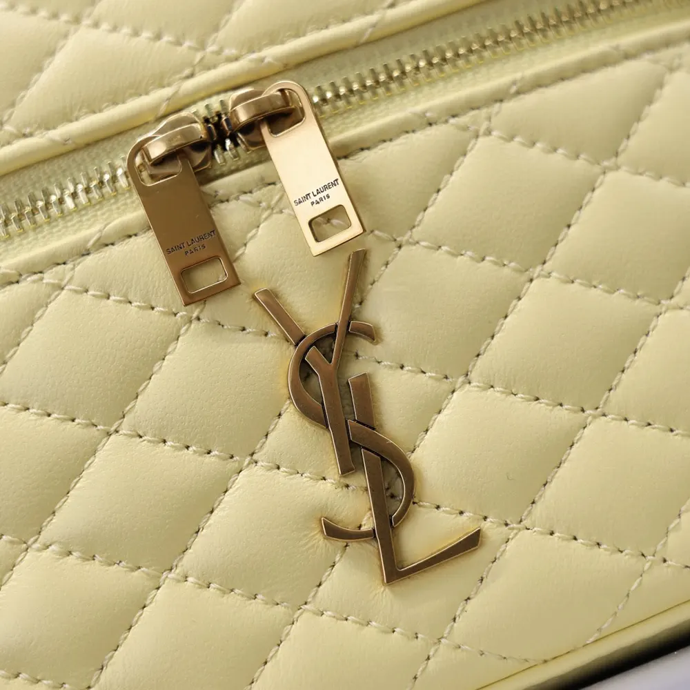 Saint Laurent YSL Women Gaby Vanity Bag In Lambskin-Yellow - image 9
