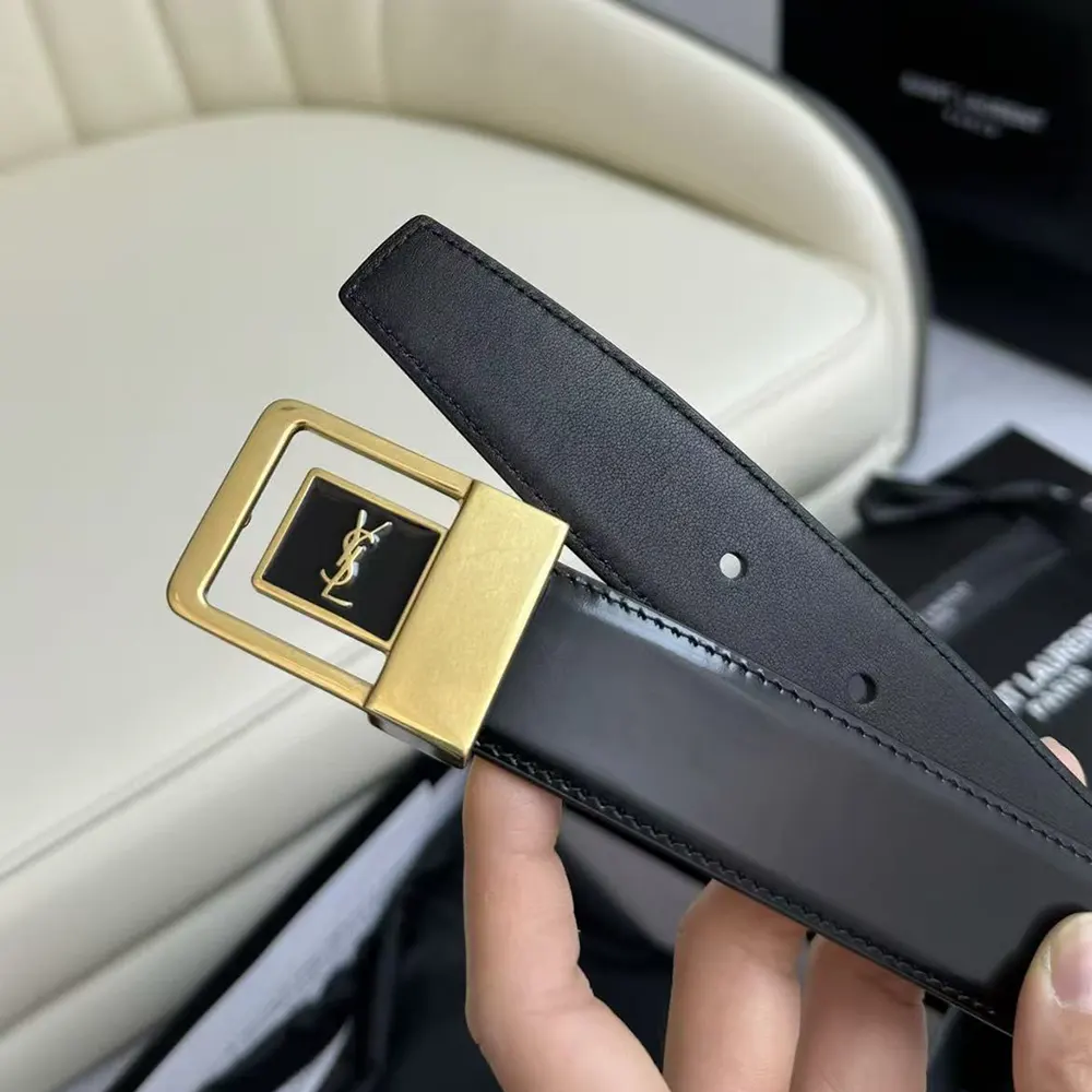 Saint Laurent YSL Women La 66 Buckle Belt in Lacquered Leather-Black - image 8
