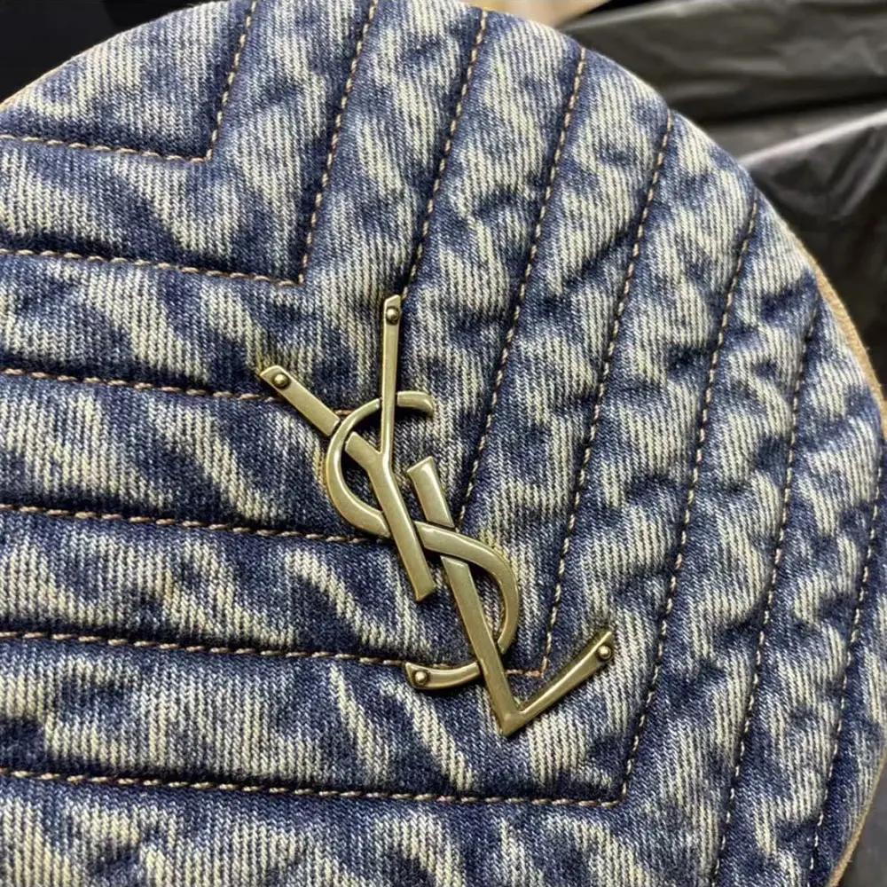 Saint Laurent YSL Women Logo-Plaque Round Crossbody Bag-Navy - image 9