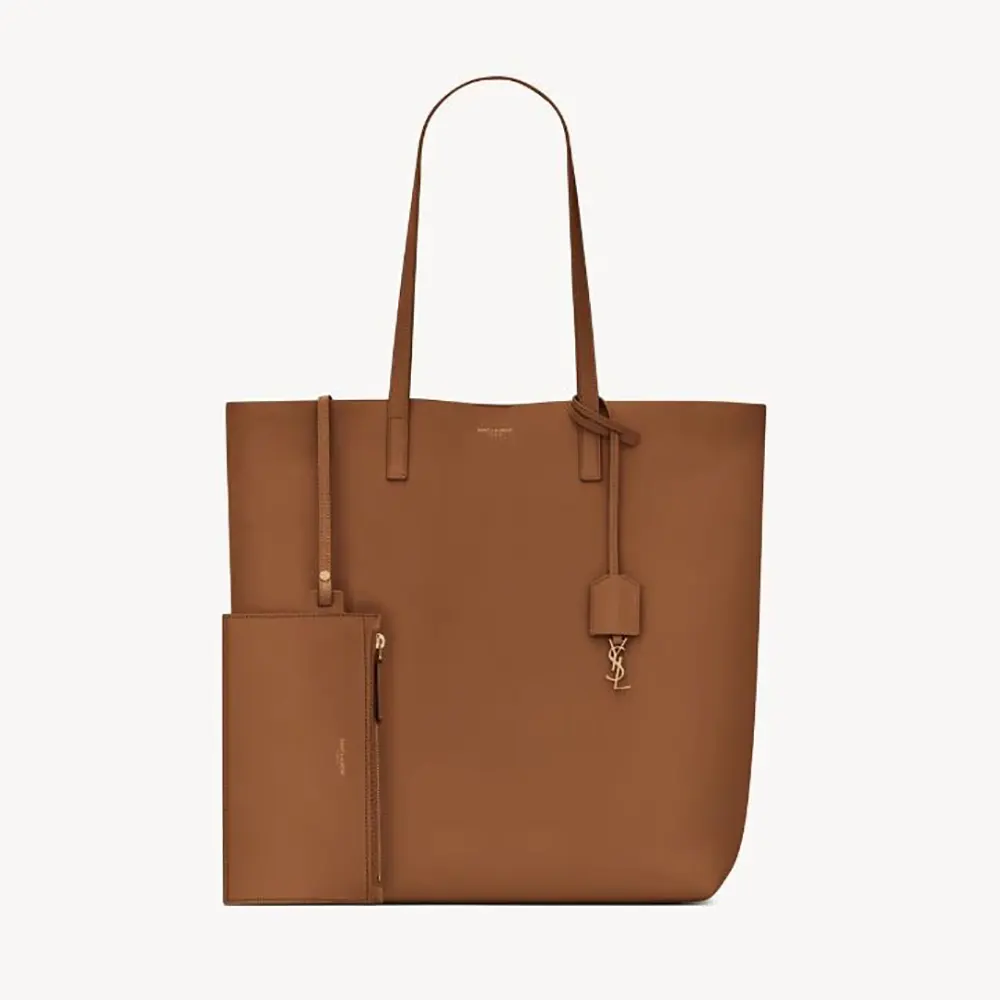 Front view of Saint Laurent YSL Women Shopping Saint Laurent in Leather-Brown