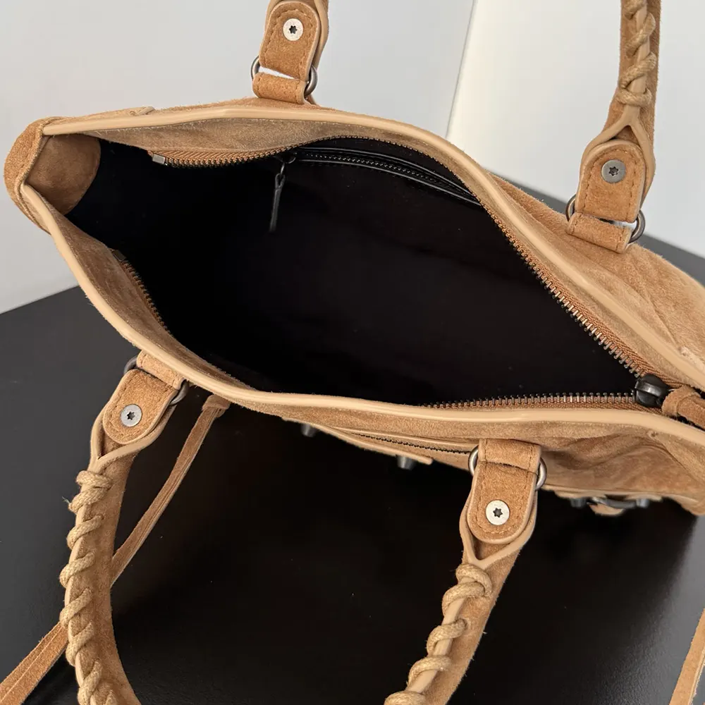 Balenciaga Women Le City Bag Small in Camel Suede Calfskin - image 4
