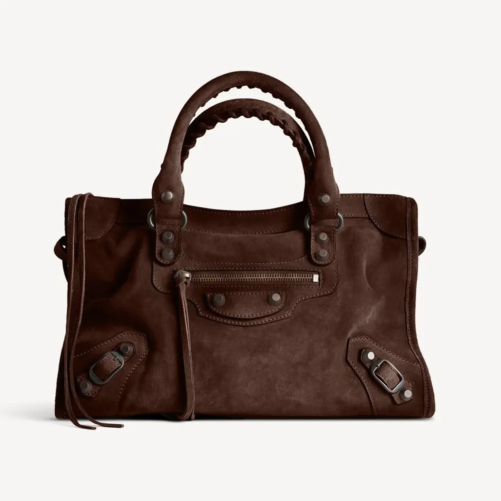 Front view of Balenciaga Women Le City Bag Small in Light Espresso