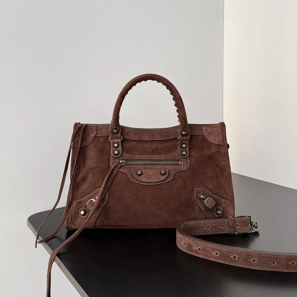 Close-up of matte gunmetal hardware on Balenciaga Women Le City Bag