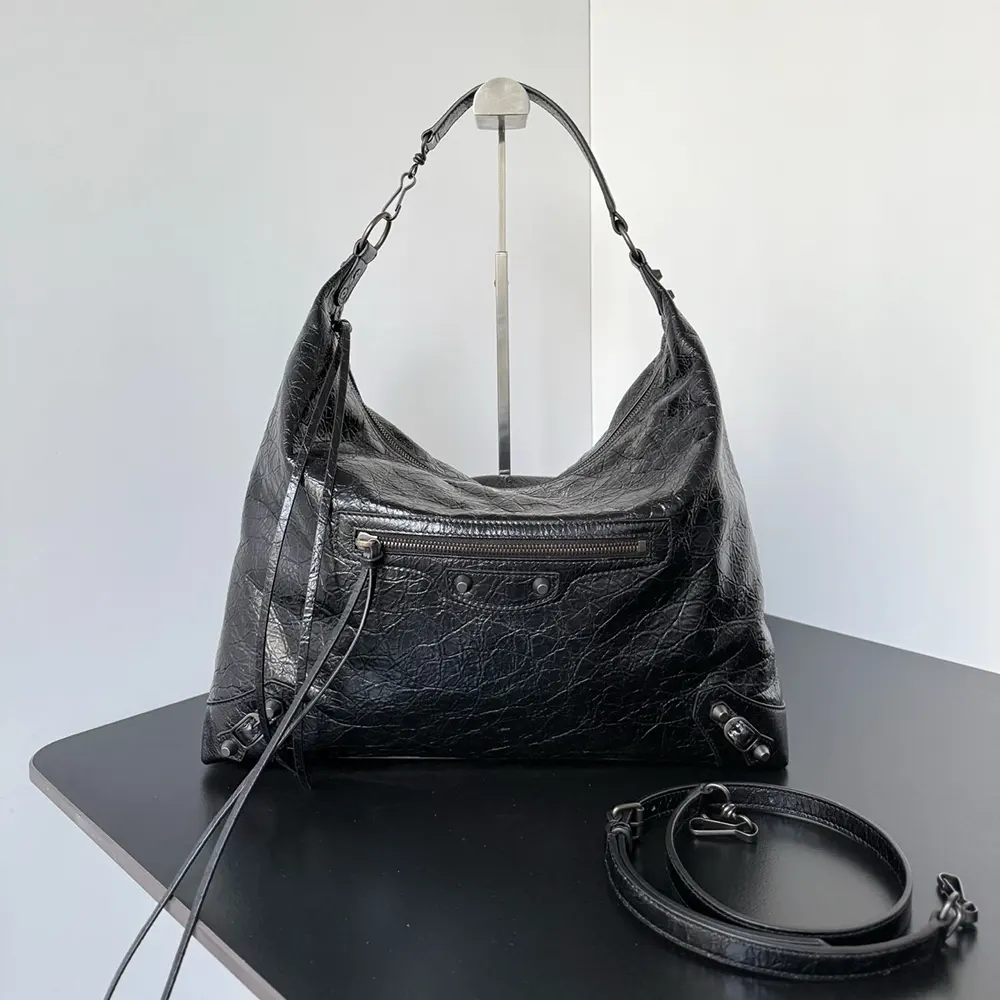 Close-up of brass hardware on Balenciaga Women Le City Hobo Bag Medium