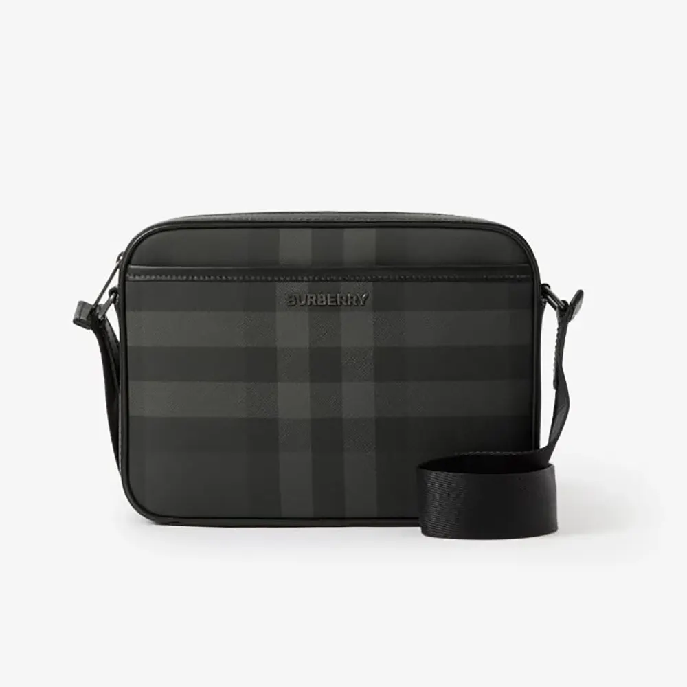 Front view of Burberry Men Muswell Bag-Black showing zip closure