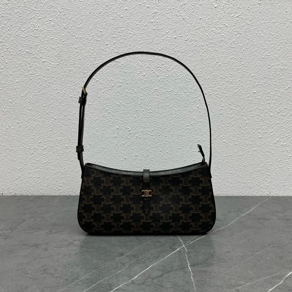 Side angle showing silhouette and strap of Celine Women Tina Shoulder Bag
