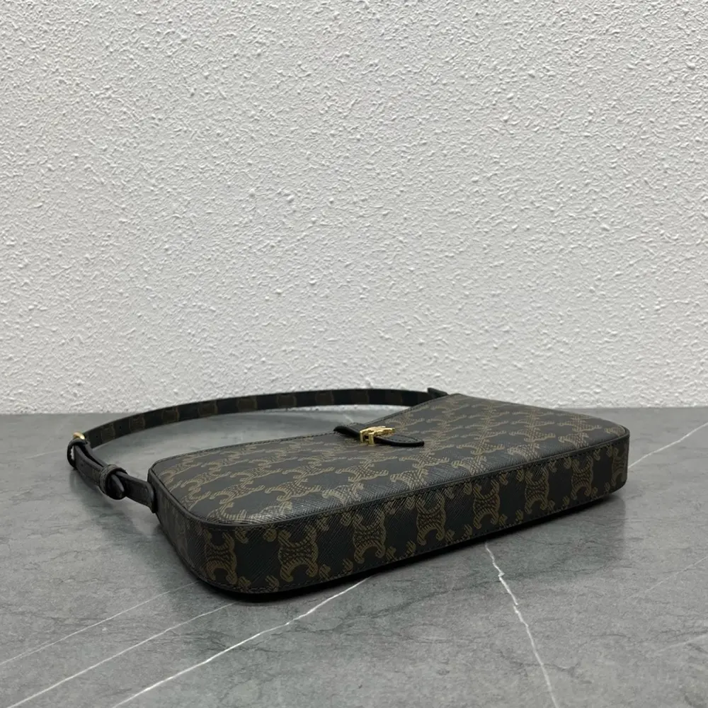 Celine Women Tina Shoulder Bag In Triomphe Canvas-Black - image 5