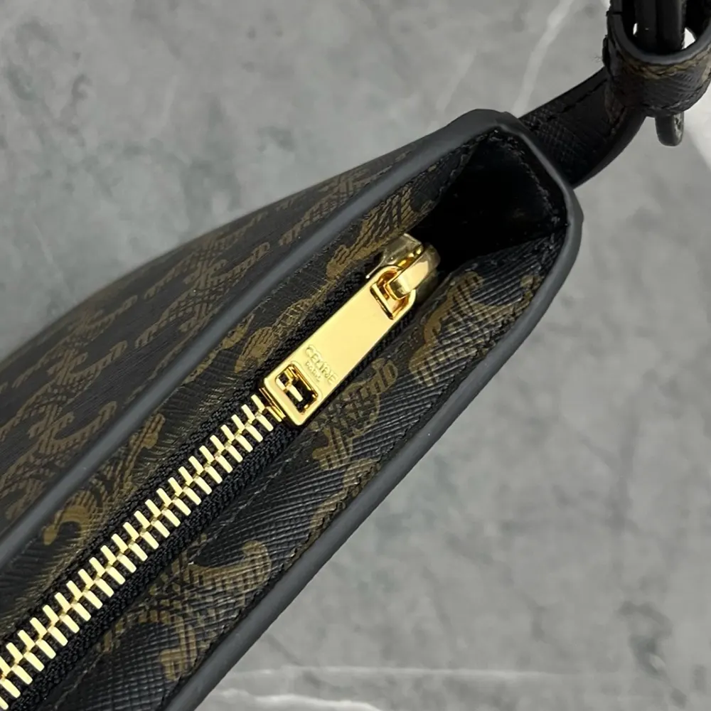 Celine Women Tina Shoulder Bag In Triomphe Canvas-Black - image 7