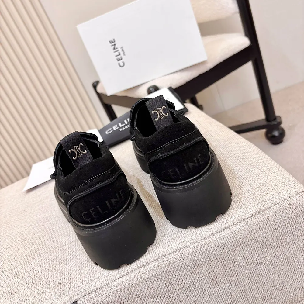 Celine Women Triomphe Loafers in Suede Calfskin-Black - image 7