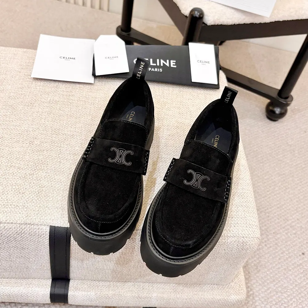 Top view showing silhouette of Celine Women Triomphe Loafers