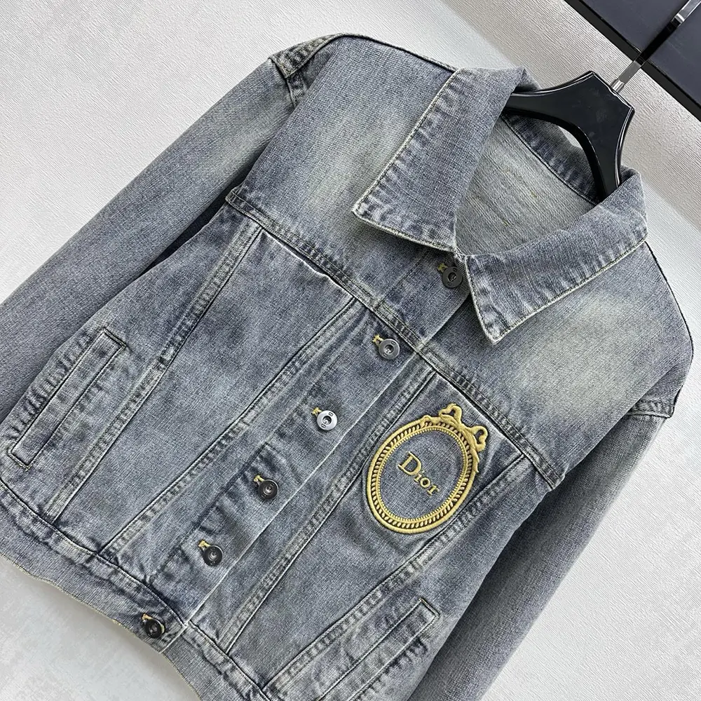 Dior Women Médaillon Cropped Jacket Blue Stonewashed Cotton Denim - image 5
