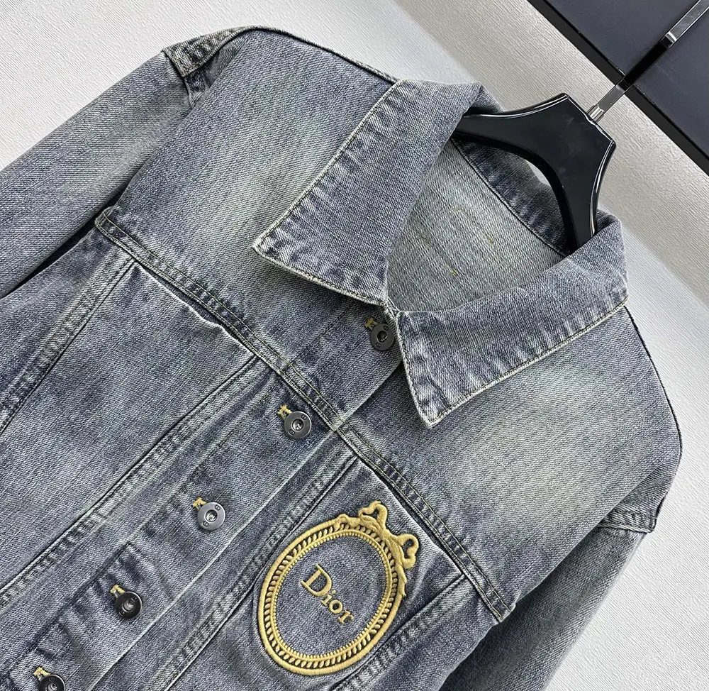 Dior Women Médaillon Cropped Jacket Blue Stonewashed Cotton Denim - image 7