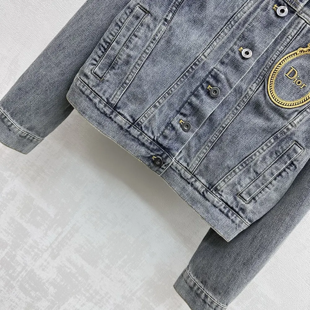 Dior Women Médaillon Cropped Jacket Blue Stonewashed Cotton Denim - image 9