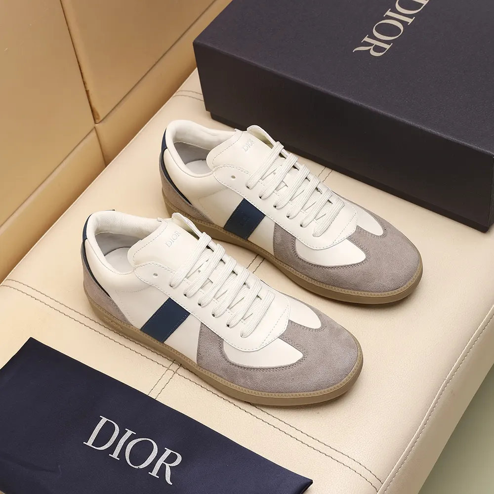 Dior Unisex B01 Matchpoint Sneaker Blue and White Smooth Calfskin with Gray Suede - image 4